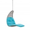 Modway Landscape Hanging Chaise Lounge Outdoor Patio Swing Chair in Light Gray Turquoise - Front Side Angle
