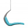 Modway Landscape Hanging Chaise Lounge Outdoor Patio Swing Chair in Light Gray Turquoise - Side Angle