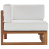 Modway Upland Outdoor Patio Teak Wood 5-Piece Sectional Sofa Set - Natural White - Corner Chair in Side Angle