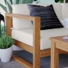 Modway Upland Outdoor Patio Teak Wood 5-Piece Sectional Sofa Set - Natural White - Lifestyle