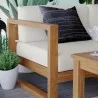 Modway Upland Outdoor Patio Teak Wood 5-Piece Sectional Sofa Set - Natural White - Lifestyle - Modway Upland Outdoor Patio Teak Wood 5-Piece Sectional Sofa Set - Natural White - Lifestyle