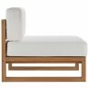 Modway Upland Outdoor Patio Teak Wood 5-Piece Sectional Sofa Set - Natural White - Armless Chair in Side Angle - Modway Upland Outdoor Patio Teak Wood 5-Piece Sectional Sofa Set - Natural White - Armless Chair in Side Angle