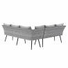 Modway Endeavor Outdoor Patio Wicker Rattan Sectional Sofa - Gray Gray - Back Angle - Modway Endeavor Outdoor Patio Wicker Rattan Sectional Sofa - Gray Gray - Back Angle