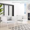 Modway Harmony 3-Piece Sunbrella® Outdoor Patio Aluminum Seating Set in White Gray - Lifestyle