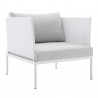 Modway Harmony 3-Piece Sunbrella® Outdoor Patio Aluminum Seating Set in White Gray - Armchair in Front Side Angle