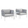 Modway Harmony 3-Piece Sunbrella® Outdoor Patio Aluminum Seating Set in Gray Gray - Set in Front Side Angle