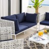 Modway Harmony 5-Piece Sunbrella® Basket Weave Outdoor Patio Aluminum Seating Set - Taupe Navy - Lifestyle 2