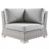Modway Conway Outdoor Patio Wicker Rattan Corner Chair in Light Gray Gray - Front Angle