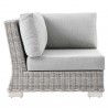 Modway Conway Outdoor Patio Wicker Rattan Corner Chair in Light Gray Gray - Side Angle