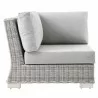 Modway Conway Outdoor Patio Wicker Rattan Corner Chair in Light Gray Gray - Side Angle - Modway Conway Outdoor Patio Wicker Rattan Corner Chair in Light Gray Gray - Side Angle