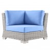 Modway Conway Outdoor Patio Wicker Rattan Corner Chair in Light Gray Light Blue - Front Angle