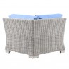 Modway Conway Outdoor Patio Wicker Rattan Corner Chair in Light Gray Light Blue - Back Angle