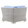 Modway Conway Outdoor Patio Wicker Rattan Corner Chair in Light Gray Light Blue - Back Angle - Modway Conway Outdoor Patio Wicker Rattan Corner Chair in Light Gray Light Blue - Back Angle