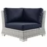 Modway Conway Outdoor Patio Wicker Rattan Corner Chair in Light Gray Navy - Front Angle - Modway Conway Outdoor Patio Wicker Rattan Corner Chair in Light Gray Navy - Front Angle