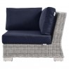 Modway Conway Outdoor Patio Wicker Rattan Corner Chair in Light Gray Navy - Side Angle
