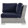 Modway Conway Outdoor Patio Wicker Rattan Corner Chair in Light Gray Navy - Side Angle - Modway Conway Outdoor Patio Wicker Rattan Corner Chair in Light Gray Navy - Side Angle