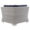 Modway Conway Outdoor Patio Wicker Rattan Corner Chair in Light Gray Navy - Back Angle