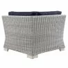 Modway Conway Outdoor Patio Wicker Rattan Corner Chair in Light Gray Navy - Back Angle - Modway Conway Outdoor Patio Wicker Rattan Corner Chair in Light Gray Navy - Back Angle