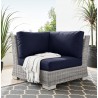 Modway Conway Outdoor Patio Wicker Rattan Corner Chair in Light Gray Navy - Lifestyle