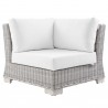 Modway Conway Outdoor Patio Wicker Rattan Corner Chair in Light Gray White - Front Angle