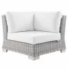 Modway Conway Outdoor Patio Wicker Rattan Corner Chair in Light Gray White - Front Angle - Modway Conway Outdoor Patio Wicker Rattan Corner Chair in Light Gray White - Front Angle
