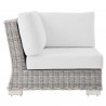 Modway Conway Outdoor Patio Wicker Rattan Corner Chair in Light Gray White - Side Angle