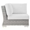 Modway Conway Outdoor Patio Wicker Rattan Corner Chair in Light Gray White - Side Angle - Modway Conway Outdoor Patio Wicker Rattan Corner Chair in Light Gray White - Side Angle