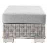 Modway Conway Outdoor Patio Wicker Rattan Ottoman in Light Gray Gray -  Side Angle