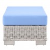 Modway Conway Outdoor Patio Wicker Rattan Ottoman in Light Gray Light Blue - Side Angle