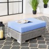 Modway Conway Outdoor Patio Wicker Rattan Ottoman in Light Gray Light Blue - Lifestyle