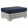 Modway Conway Outdoor Patio Wicker Rattan Ottoman in Light Gray Navy - Front Side Angle - Modway Conway Outdoor Patio Wicker Rattan Ottoman in Light Gray Navy - Front Side Angle