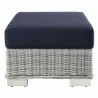 Modway Conway Outdoor Patio Wicker Rattan Ottoman in Light Gray Navy - Side Angle - Modway Conway Outdoor Patio Wicker Rattan Ottoman in Light Gray Navy - Side Angle