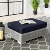 Modway Conway Outdoor Patio Wicker Rattan Ottoman in Light Gray Navy - Lifestyle - Modway Conway Outdoor Patio Wicker Rattan Ottoman in Light Gray Navy - Lifestyle