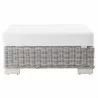 Modway Conway Outdoor Patio Wicker Rattan Ottoman in Light Gray White - Front Angle - Modway Conway Outdoor Patio Wicker Rattan Ottoman in Light Gray White - Front Angle