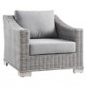 Modway Conway Outdoor Patio Wicker Rattan Armchair in Light Gray Gray - Front Side Angle
