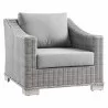 Modway Conway Outdoor Patio Wicker Rattan Armchair in Light Gray Gray - Front Side Angle - Modway Conway Outdoor Patio Wicker Rattan Armchair in Light Gray Gray - Front Side Angle