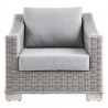 Modway Conway Outdoor Patio Wicker Rattan Armchair in Light Gray Gray - Front Angle