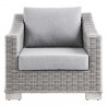 Modway Conway Outdoor Patio Wicker Rattan Armchair in Light Gray Gray - Front Angle - Modway Conway Outdoor Patio Wicker Rattan Armchair in Light Gray Gray - Front Angle