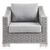 Modway Conway Outdoor Patio Wicker Rattan Armchair in Light Gray Gray - Front Angle - Modway Conway Outdoor Patio Wicker Rattan Armchair in Light Gray Gray - Front Angle