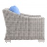 Modway Conway Outdoor Patio Wicker Rattan Armchair in Light Gray Light Blue - Side Angle