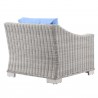 Modway Conway Outdoor Patio Wicker Rattan Armchair in Light Gray Light Blue - Back Side Angle - Modway Conway Outdoor Patio Wicker Rattan Armchair in Light Gray Light Blue - Back Side Angle