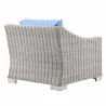 Modway Conway Outdoor Patio Wicker Rattan Armchair in Light Gray Light Blue - Back Side Angle - Modway Conway Outdoor Patio Wicker Rattan Armchair in Light Gray Light Blue - Back Side Angle