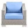Modway Conway Outdoor Patio Wicker Rattan Armchair in Light Gray Light Blue - Front  Angle - Modway Conway Outdoor Patio Wicker Rattan Armchair in Light Gray Light Blue - Front  Angle