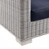 Modway Conway Outdoor Patio Wicker Rattan Armchair in Light Gray Navy - Base Angle