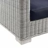 Modway Conway Outdoor Patio Wicker Rattan Armchair in Light Gray Navy - Base Angle - Modway Conway Outdoor Patio Wicker Rattan Armchair in Light Gray Navy - Base Angle