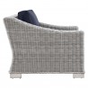 Modway Conway Outdoor Patio Wicker Rattan Armchair in Light Gray Navy - Side Angle