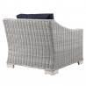 Modway Conway Outdoor Patio Wicker Rattan Armchair in Light Gray Navy - Back Side Angle