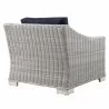 Modway Conway Outdoor Patio Wicker Rattan Armchair in Light Gray Navy - Back Side Angle - Modway Conway Outdoor Patio Wicker Rattan Armchair in Light Gray Navy - Back Side Angle