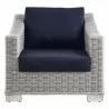 Modway Conway Outdoor Patio Wicker Rattan Armchair in Light Gray Navy - Front Angle - Modway Conway Outdoor Patio Wicker Rattan Armchair in Light Gray Navy - Front Angle