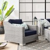 Modway Conway Outdoor Patio Wicker Rattan Armchair in Light Gray Navy - Lifestyle